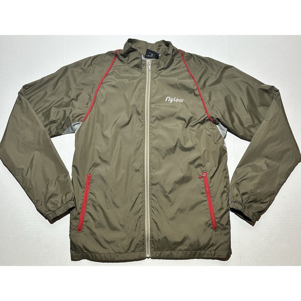 Flylow Mens Zip Up Jacket Windbreaker Green Red Size Medium
